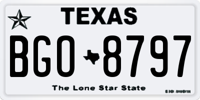 TX license plate BGO8797