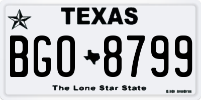 TX license plate BGO8799