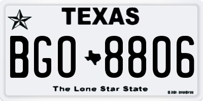 TX license plate BGO8806