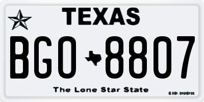 TX license plate BGO8807