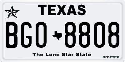 TX license plate BGO8808
