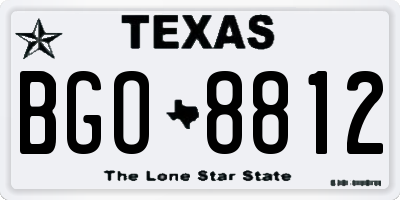 TX license plate BGO8812