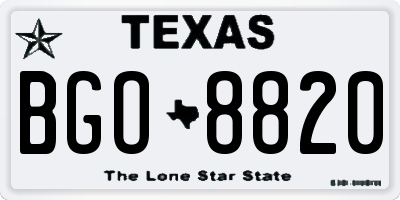 TX license plate BGO8820
