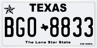 TX license plate BGO8833