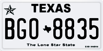 TX license plate BGO8835