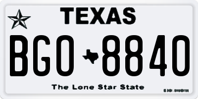 TX license plate BGO8840