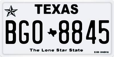 TX license plate BGO8845