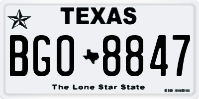 TX license plate BGO8847