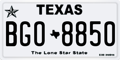 TX license plate BGO8850