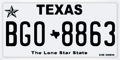 TX license plate BGO8863