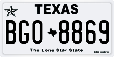 TX license plate BGO8869