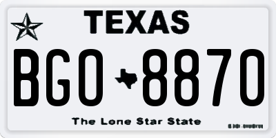 TX license plate BGO8870