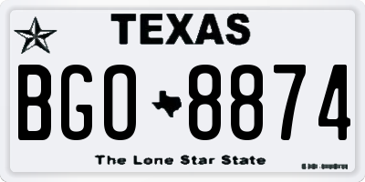 TX license plate BGO8874