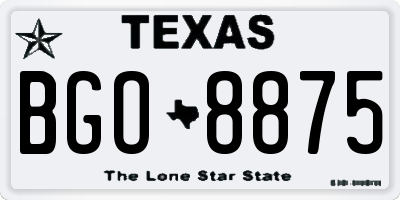 TX license plate BGO8875
