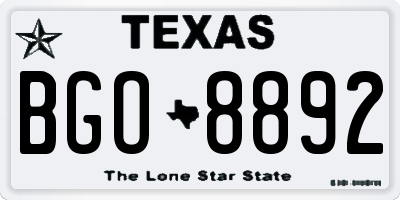 TX license plate BGO8892