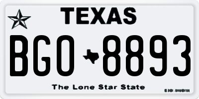 TX license plate BGO8893