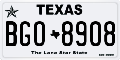TX license plate BGO8908