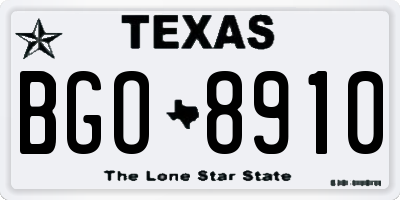 TX license plate BGO8910