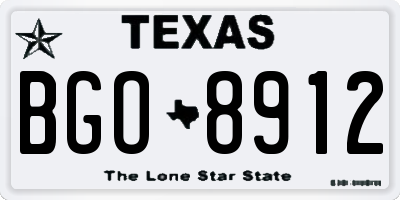 TX license plate BGO8912