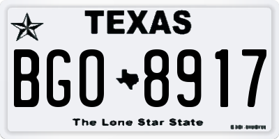 TX license plate BGO8917