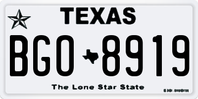 TX license plate BGO8919