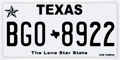 TX license plate BGO8922