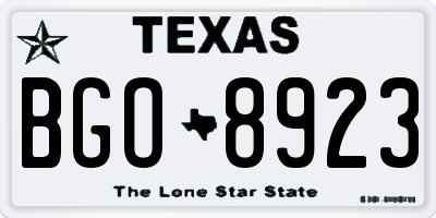TX license plate BGO8923