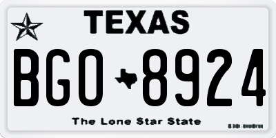 TX license plate BGO8924