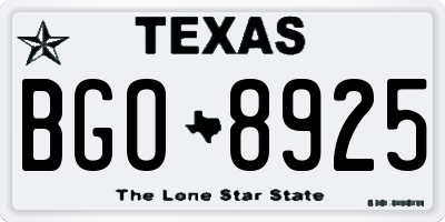 TX license plate BGO8925