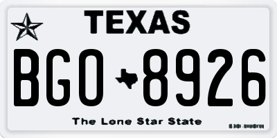 TX license plate BGO8926