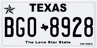 TX license plate BGO8928