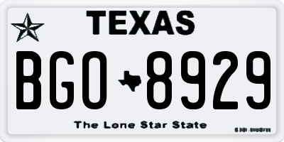 TX license plate BGO8929