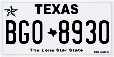 TX license plate BGO8930