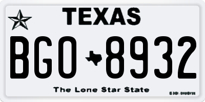 TX license plate BGO8932