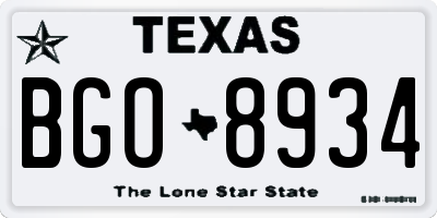TX license plate BGO8934