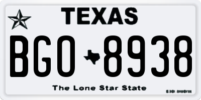 TX license plate BGO8938