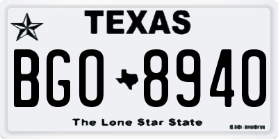 TX license plate BGO8940