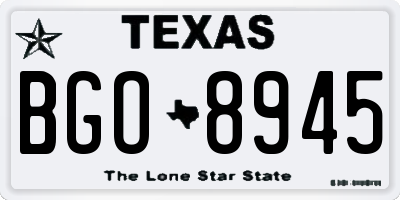 TX license plate BGO8945