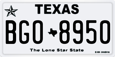 TX license plate BGO8950
