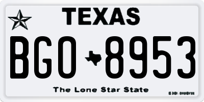 TX license plate BGO8953