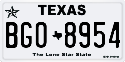 TX license plate BGO8954