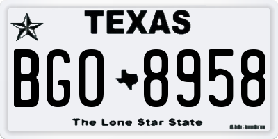 TX license plate BGO8958