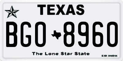 TX license plate BGO8960