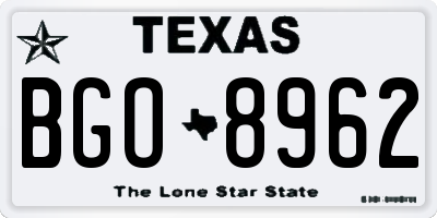 TX license plate BGO8962