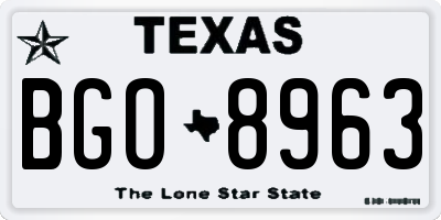 TX license plate BGO8963