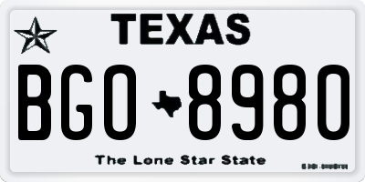 TX license plate BGO8980
