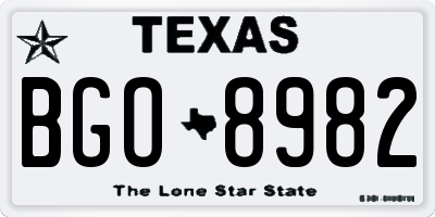 TX license plate BGO8982