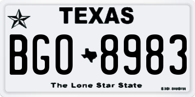 TX license plate BGO8983