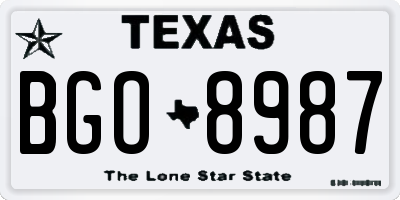 TX license plate BGO8987