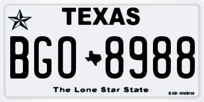 TX license plate BGO8988